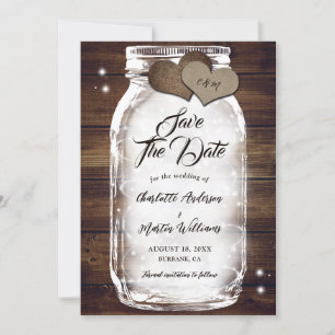 Rustic Land Wood Ljus Mason Burk Bröllop Spara Datumet
