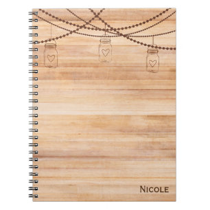 Rustic Land Wood & Mason Burk Barn Personlig Anteckningsbok Med Spiral