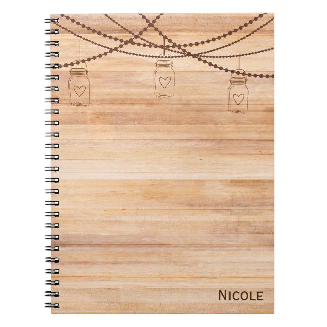 Rustic Land Wood & Mason Burk Barn Personlig Anteckningsbok Med Spiral (Framsidan)