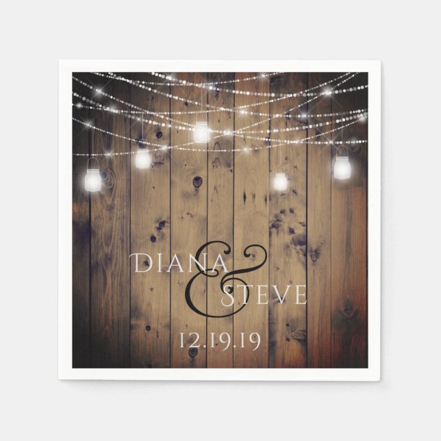 Rustic Land Wood Mason Burk Bröllop Pappersservett (Framsidan)