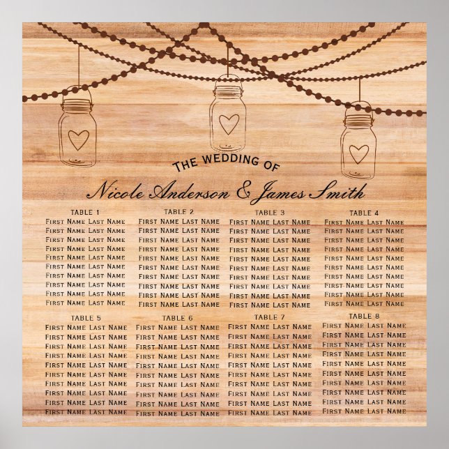 Rustic Land Wood & Mason Burk Bröllop Poster (Framsidan)