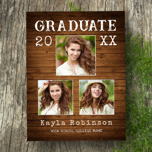 Rustic Land Wood Print 3 Photo Studenten Vykort