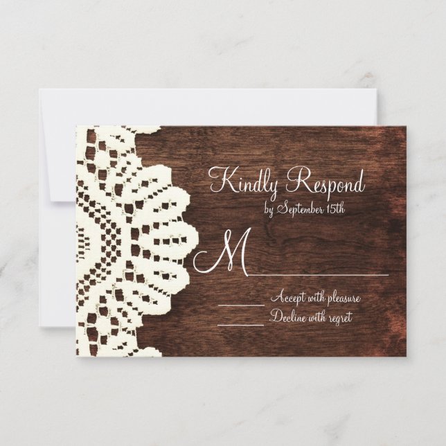 Rustic Land Wood Snöre Bröllop OSA Cards Kort (Framsida)