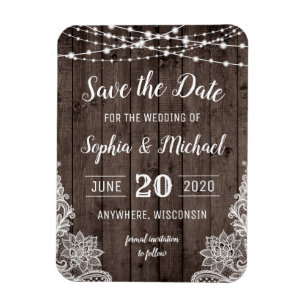 Rustic Land Wood Snöre Sparar datumet Magnet