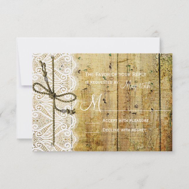 Rustic Land Wood Snöre Square Bröllop OSA Card (Framsida)