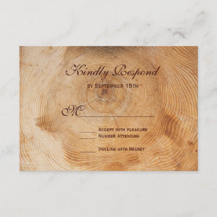 Rustic Land Wood Träd Ringar Bröllop OSA cards Kort