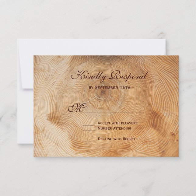 Rustic Land Wood Träd Ringar Bröllop OSA cards Kort (Framsida)