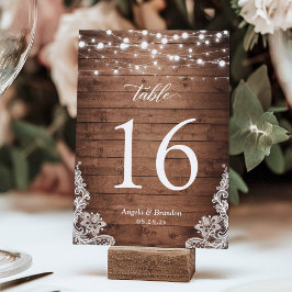 Rustic Land Wood Twinkle Ljus Bröllop Bordsnummer