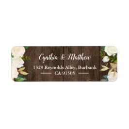 Rustic Land Wood White Guld Garden Flowers Returadress Etikett