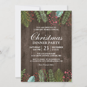 Rustic Land Woodgrain Helgdag jul Party Inbjudningar