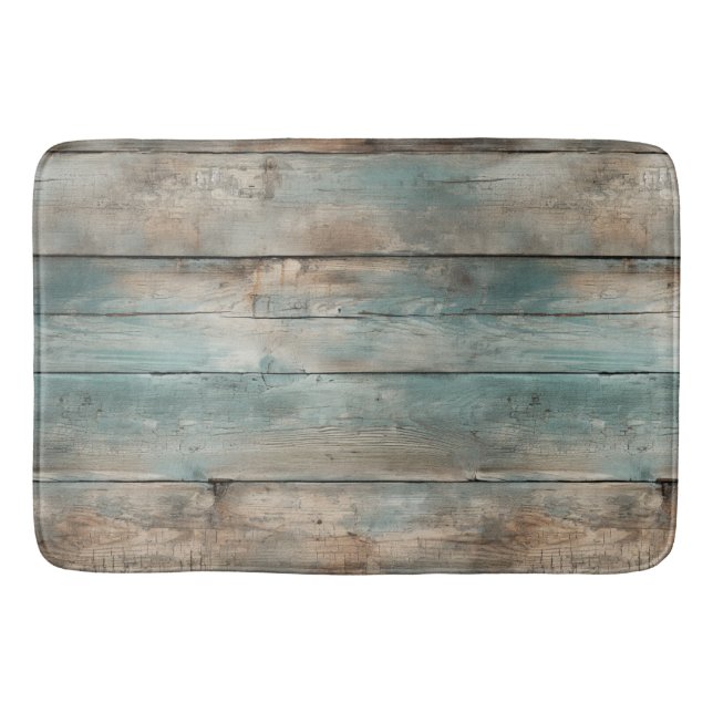 Rustic Land Worn Blue Wood Boards Badrumsmatta (Framsidan)