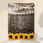 Rustic-Landsbyggsbröllop | Solrossträng Ljus Inbjudningar<br><div class="desc">Hämta din bröllopsdag med en vacker,  tidlös design! Vår rytminspirerade dekoration frammanar stämningen i land-chicen i perfekten med mörk ekfat,  ljus med tvinklingssträng,  solblommor med gyllene gulter och personligens monogram. Gör din speciella dag verkligt unik och lämna dina gäster med ett varaktigt intryck.</div>