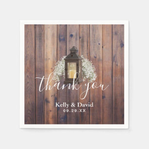 Rustic Lantern Baby's Band Blommigt Barn Bröllop Pappersservett