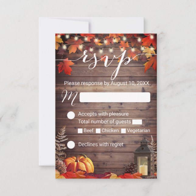 Rustic Lantern Barn Wood Fall Wedding OSA Kort (Framsida)