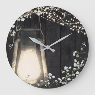 Rustic Lantern Light & Baby's Band Blommigt Stor Klocka