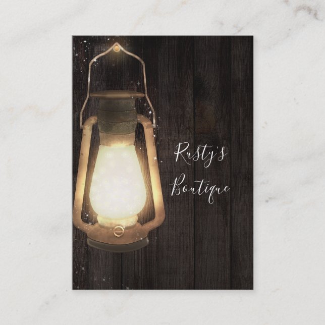 Rustic Lantern Light Brown Wood Farmhouse Barn Visitkort (Framsida)