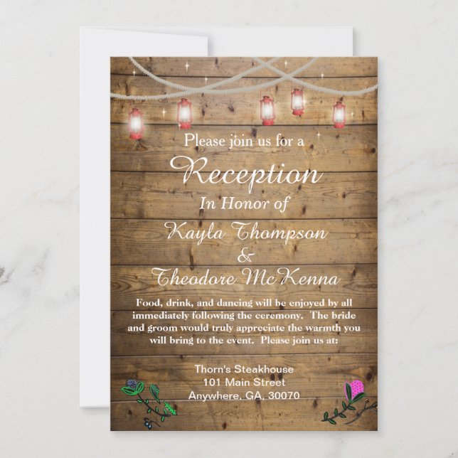 Rustic Lantern Ljus-bröllopskort Inbjudningar (Framsida)