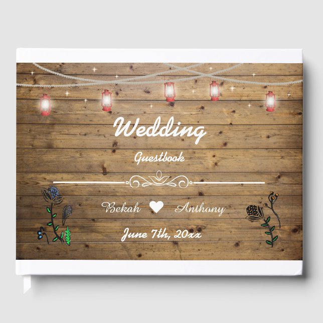 Rustic Lantern Ljus Guestbook Gästböcker (Framsida)