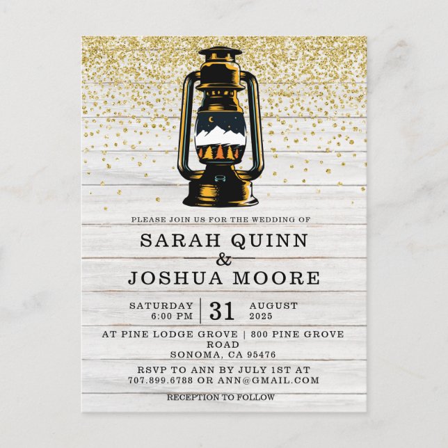 Rustic Lantern på Wood Land Vykort (Framsida)