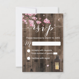 Rustic Lantern Rosa Blommigt Bröllop OSA Kort