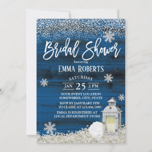Rustic Lantern Winter Snowflake Navy Möhippa Inbjudningar
