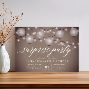 Rustic Lanterners Surprise Party-inbjudan Inbjudningar