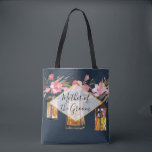Rustic Lanternes Blue Coral Mor i Groom Tygkasse<br><div class="desc">Denna romantik och chic till väskan är perfekt för mor i rummen. Tote-väskan har vattenfärgade, rosa lyktor och elegant koral, ro guld och persikofärgade blommigtar på en marin blå bakgrund. Enkel att anpassa sig till mor i namn, och färg är också anpassade. Den här väskan är perfekt för den rotiska...</div>