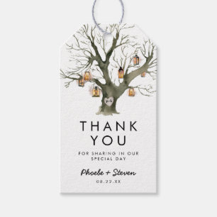 Rustic Lanternor Oak Träd Wedding Favor Tack Presentetikett