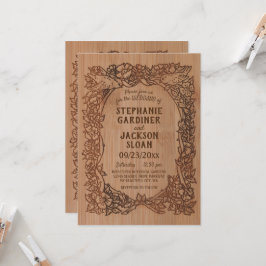 Rustic Laser Engraved look Bird Blommigt Bröllop Inbjudningar