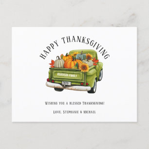Rustic Lastbil Pumpkin Happy thanksgiving Helg Vykort