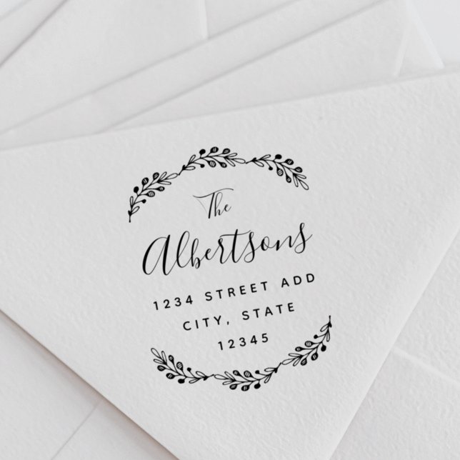 Rustic Laurel Family Namn Returadress Självfärgande Stämpel (Skapare uppladdad)