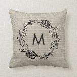 Rustic Laurel Farmhouse Pinecone Monogrammed Kudde<br><div class="desc">Rustic Laurel Farmhouse Pinecone Monogrammed Dekorativ kudde med en naturlig bakgrund för brännskador. En underbar hyttkontakt för din helgdag och vintern.</div>