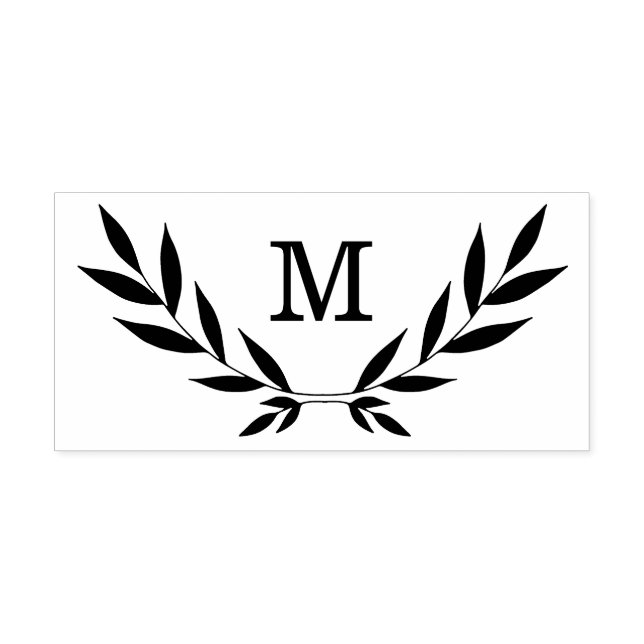 Rustic Laurel Gren Monogram Stämpel (Tryck)