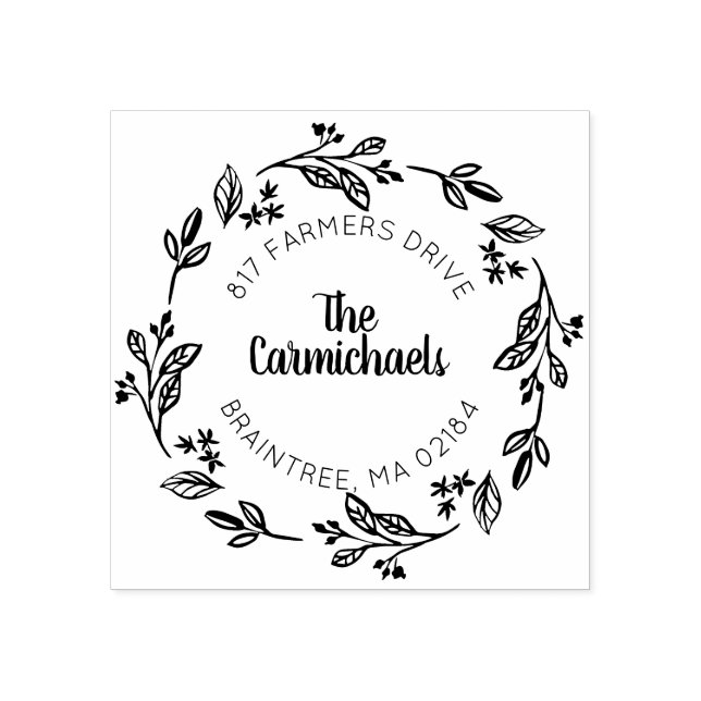 Rustic Laurel Land-andedräkt | RETURADRESS Stämpel (Tryck)