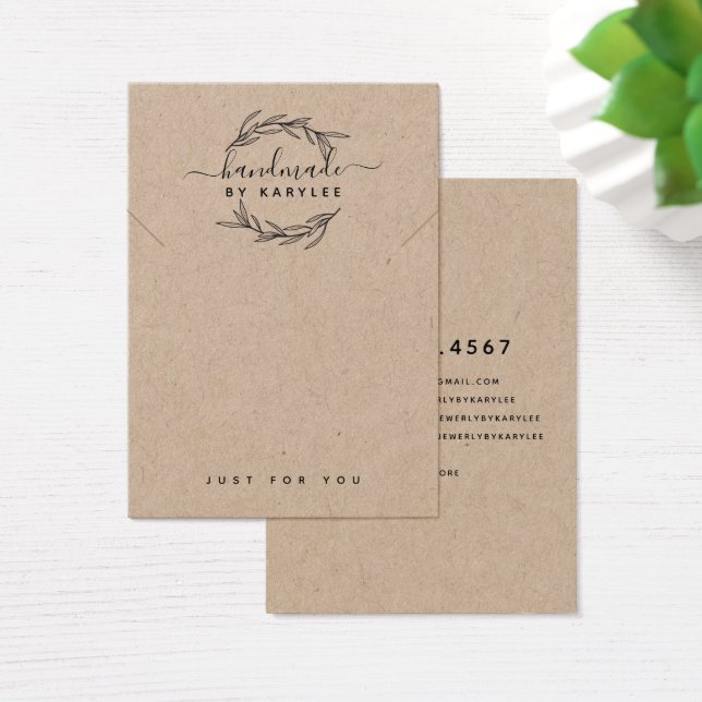 Rustic Laurel Löv Necklace Visning Card Visitkort (Skivbord)