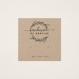 Rustic Laurel Löv Stud Earring Visning Card Fyrkantigt Visitkort