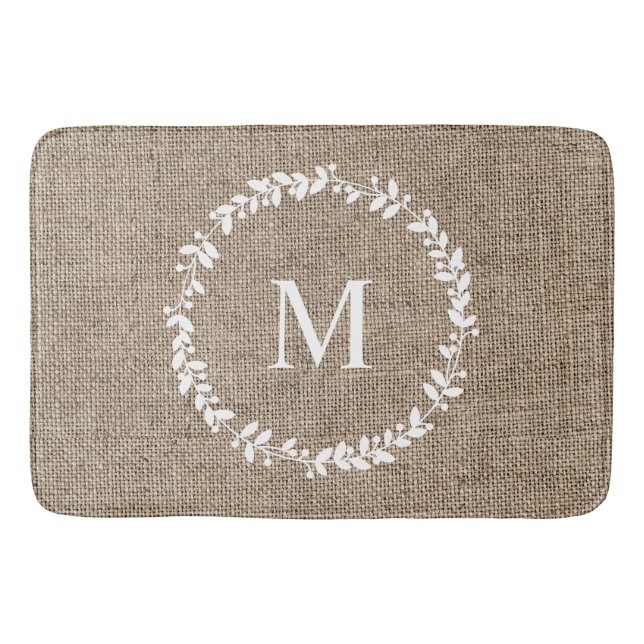 Rustic Laurel Wandeans Farmhouse Stil Monogrammed Badrumsmatta (Framsidan)