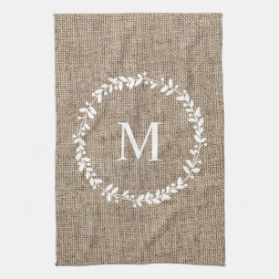 Rustic Laurel Wandeans Farmhouse Stil Monogrammed Kökshandduk