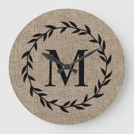 Rustic Laurel WandeFamily Monogram Farmhouse Stor Klocka