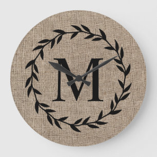 Rustic Laurel WandeFamily Monogram Farmhouse Stor Klocka