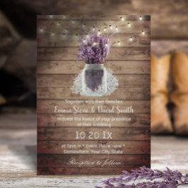 Rustic Lavender Blommigt Burk String Ljus Bröllop Inbjudningar