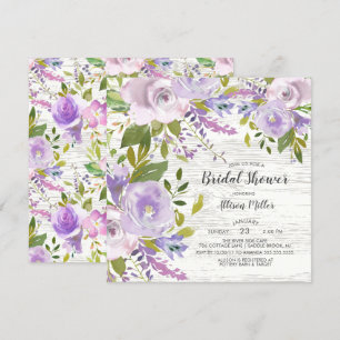 Rustic Lavender Blommigt Inbjudningskort för möhip