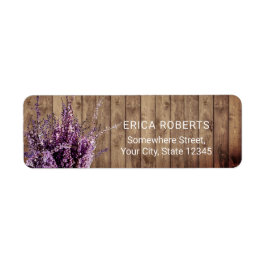 Rustic Lavender Blommigt Land Barn Wooden Returadress Etikett