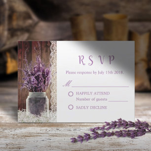 Rustic Lavender Blommigt Mason Burk Bröllop OSA Kort