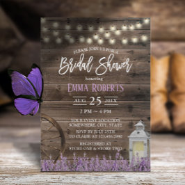 Rustic Lavender Blommigt Vit Lantern Möhippa Inbjudningar