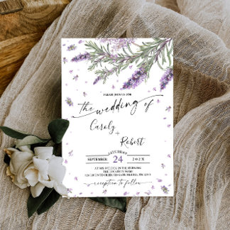 Rustic Lavender Blommigt Wedding bjudande Inbjudningar