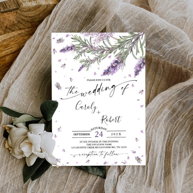 Rustic Lavender Blommigt Wedding bjudande Inbjudningar (Skapare uppladdad)