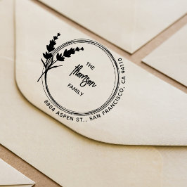 Rustic Lavender Boho Blommigt Family Returadress Stämpel