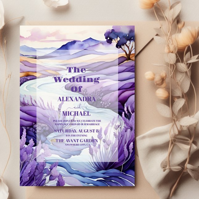Rustic Lavender Bröllop Inbjudningar (Skapare uppladdad)