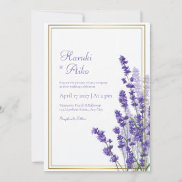 Rustic Lavender Double Line Frame Border Wedding Inbjudningar